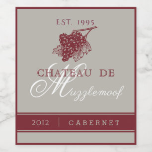 Elegant Burgundy and Silver Wine Label