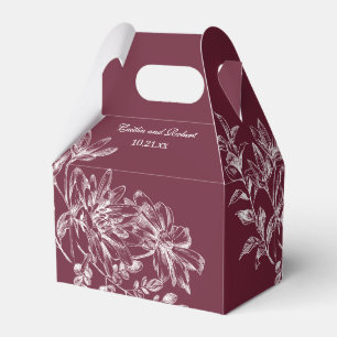 Elegant Burgundy and White Floral Favor Box