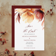 Elegant Burgundy Autumn Watercolor Floral