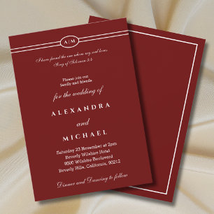 Elegant Burgundy Bible Verse Christian Wedding Invitation