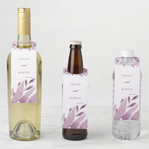 Elegant Burgundy Big leaf Wedding Bottle Hanger Tag