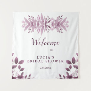 Elegant Burgundy Big Leaves Bridal Shower Welcome Tapestry