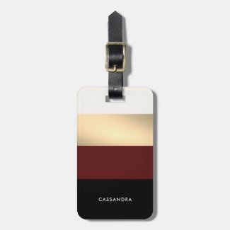 Elegant Burgundy Black Gold Personalized Luggage Tag