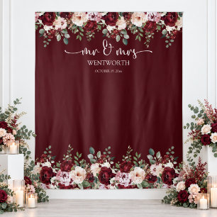 Elegant Burgundy Blush Floral Wedding Backdrop