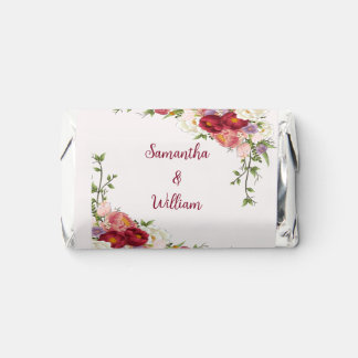 Elegant Burgundy Blush Floral Wedding Hershey's Miniatures
