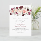Elegant Burgundy Blush Floral Wedding Invitation (Standing Front)