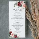Elegant Burgundy Blush Floral Wedding Menu<br><div class="desc">Designed to coordinate with our Romantic Blooms collection,  this customizable Ceremony Program features watercolor burgundy and blush florals with greenery leaves paired with a classy serif font & elegant calligraphy text graphics. Matching items available.</div>
