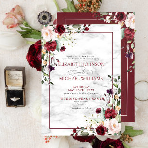 Elegant Burgundy Blush Pink Floral Wedding Invitation