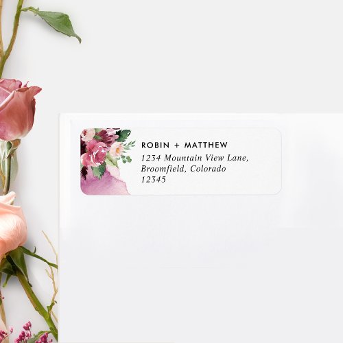 Elegant Burgundy Blush Pink Floral Wedding Label