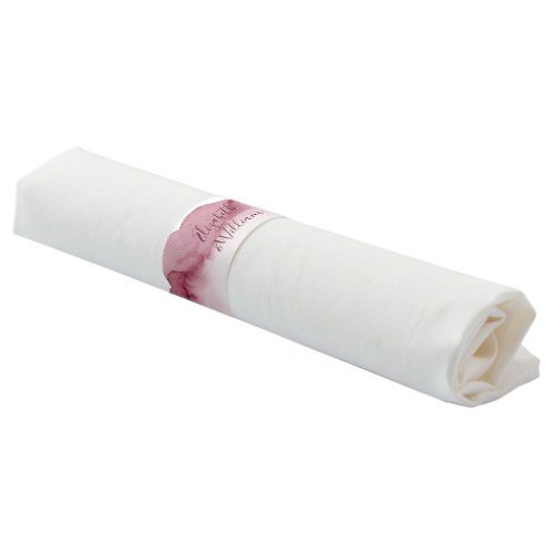 Elegant Burgundy Blush Watercolor Wedding Napkin Bands