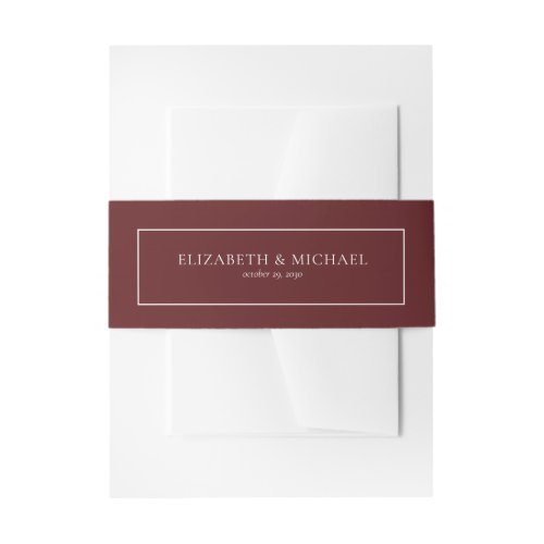 Elegant Burgundy Blush Wedding Invitation Belly Band