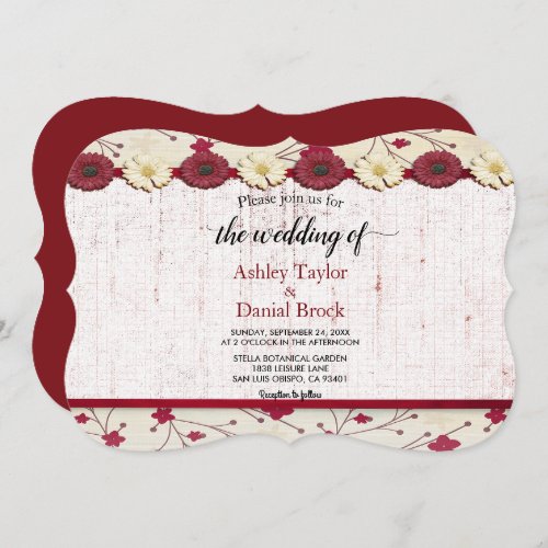 Elegant Burgundy Boho Classy Modern Floral Wedding Invitation