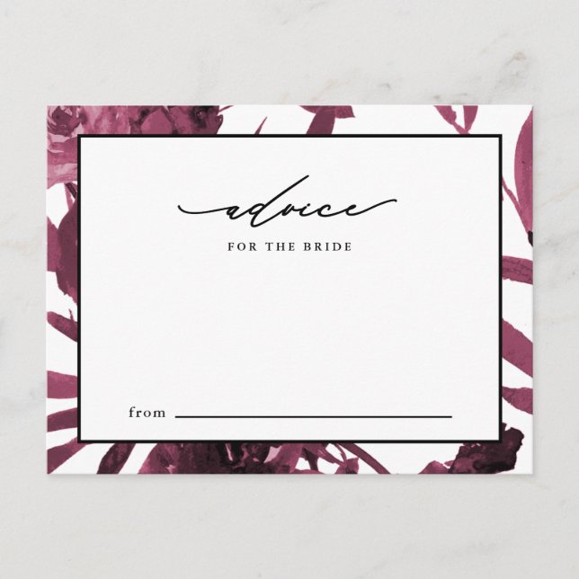 Elegant Burgundy Botanical Advice for the Bride (Front)