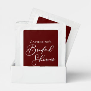 Elegant Burgundy Bridal Shower Personalized Tea Bag Drink Mix