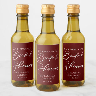 Elegant Burgundy Bridal Shower Personalized Wine Label