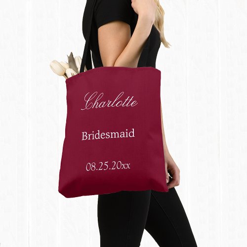 Elegant Burgundy Bridesmaid Tote Bag