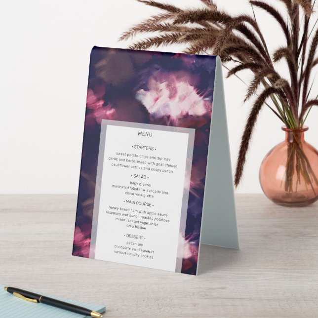 Elegant Burgundy Brush Stroke Modern Wedding Table Tent (In SItu (Table))