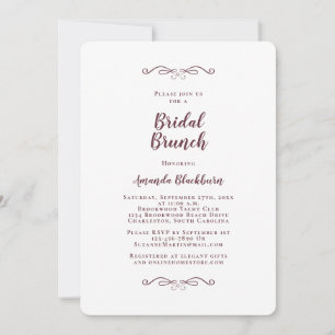 Elegant Burgundy Calligraphy Bridal Brunch Invitation