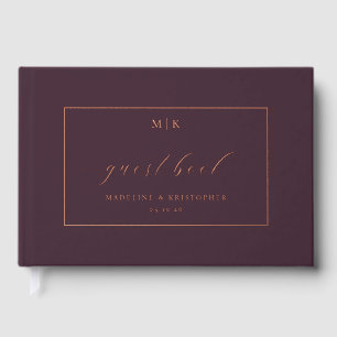 Elegant Burgundy Calligraphy Foil Guest Book