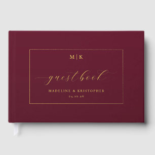 Elegant Burgundy Calligraphy Guestbook