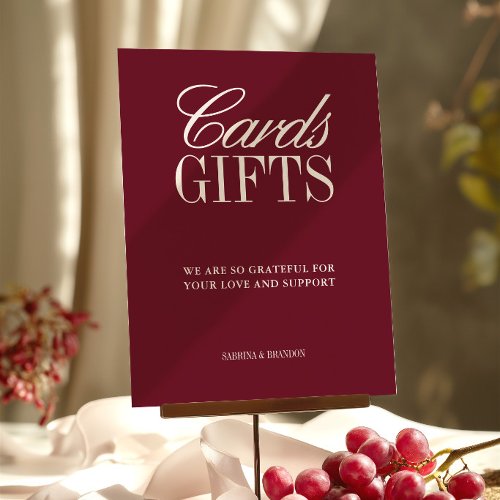 Elegant Burgundy Cards &amp; Gifts Wedding Sign