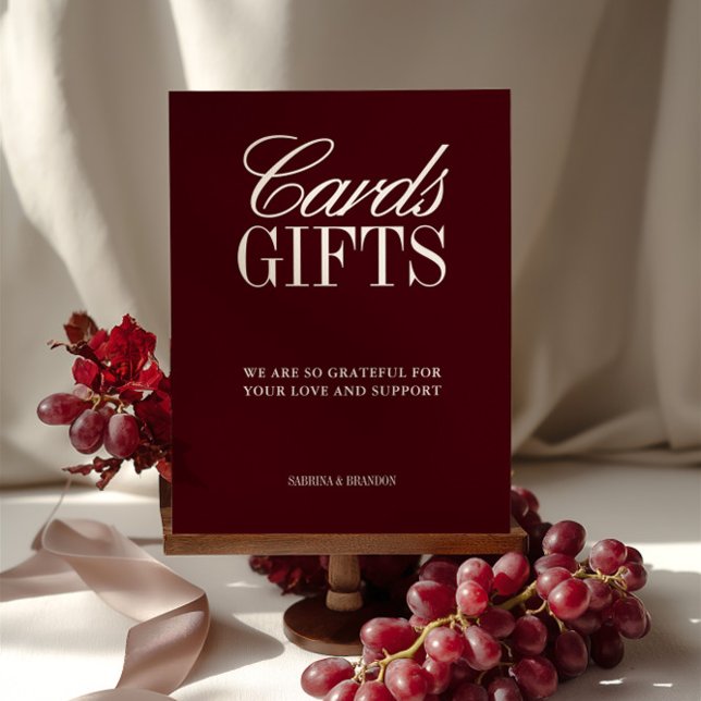 Elegant Burgundy Cards & Gifts Wedding Sign (Elegant Burgundy Cards & Gifts Wedding Sign)