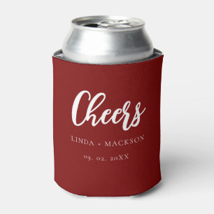 Elegant Burgundy cheers bridal shower wedding Can Cooler