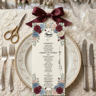 Elegant Burgundy Chic Wedding Menu