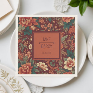 Elegant Burgundy Chinoiserie Victorian Wedding Napkins