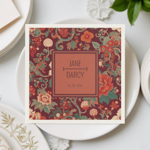 Elegant Burgundy Chinoiserie Victorian Wedding Napkins