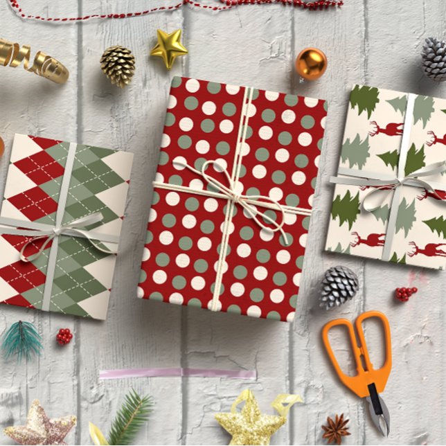 Elegant Burgundy Christmas set of 3  Wrapping Paper Sheets (Elegant Burgundy Christmas set of 3 Wrapping Paper Sheet)