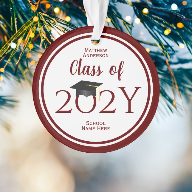 Elegant Burgundy Class of 2025 2026 Graduation Ornament (Creator Uploaded)