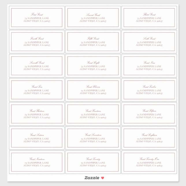 Elegant Burgundy Classic Script Guest Address Sticker (Sheet)