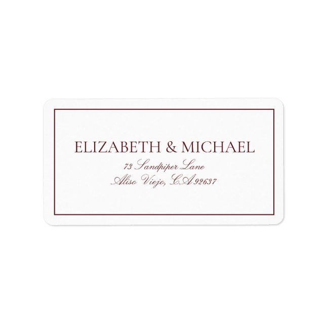 Elegant Burgundy Classic Script Label (Front)