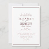 Elegant Burgundy Classic Script Wedding Invitation (Front)