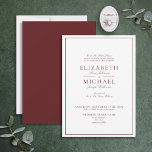 Elegant Burgundy Classic Script Wedding Invitation<br><div class="desc">A classic, elegant burgundy wedding invitation, featuring script calligraphy. Perfect for the modern bride having a formal affair. See full collection here: https://www.zazzle.com/collections/elegant_burgundy_classic_script_wedding-119551906868087326 Contact designer for matching products. Thank you sooo much for supporting our small business, we really appreciate it! We are so happy you love this design as much...</div>