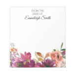 Elegant Burgundy Coral Watercolor Floral Template Notepad at Zazzle