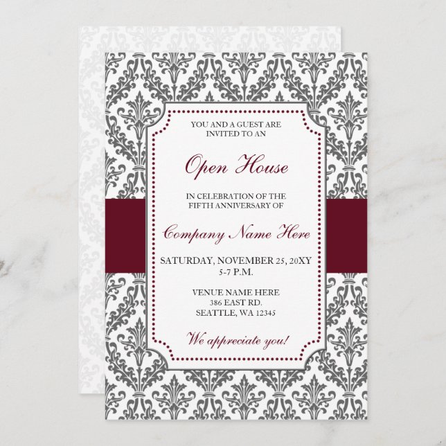 Elegant Burgundy Corporate party Invitation (Front/Back)