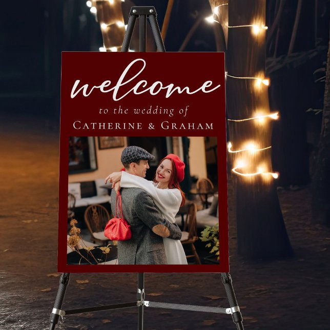 Elegant Burgundy Couple Photo Evening Wedding Foam Board (Creator Uploaded)