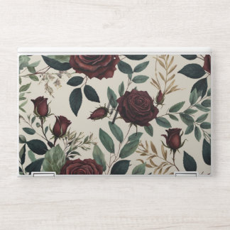 Elegant Burgundy & Cream Floral Laptop Skin