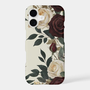 Elegant Burgundy & Cream Watercolor Floral iPhone 17 Case