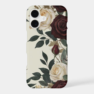 Elegant Burgundy & Cream Watercolor Floral iPhone 17 Case