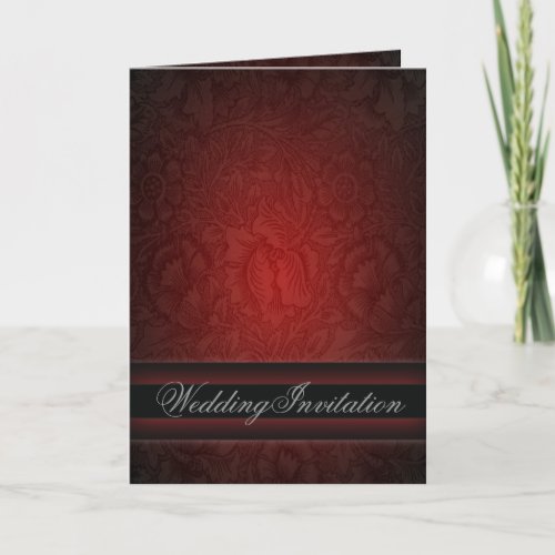 Elegant burgundy damask vintage Wedding Invitation