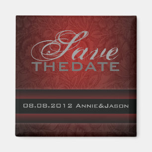 Elegant burgundy damask vintage Wedding Magnet