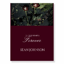 Elegant Burgundy Dark Rose Funeral Welcome Sign