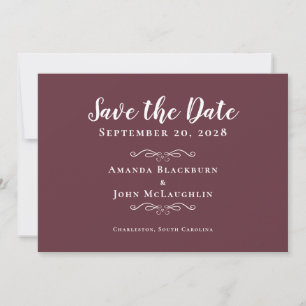 Elegant Burgundy Delicate Romantic Calligraphy Save The Date