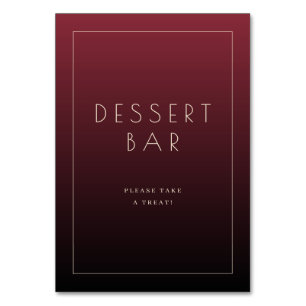 Elegant Burgundy Dessert Bar Sign Table Number