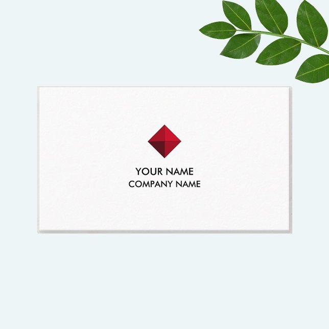 Elegant Burgundy Diamond Logo on White Business Card (Creator Uploaded)