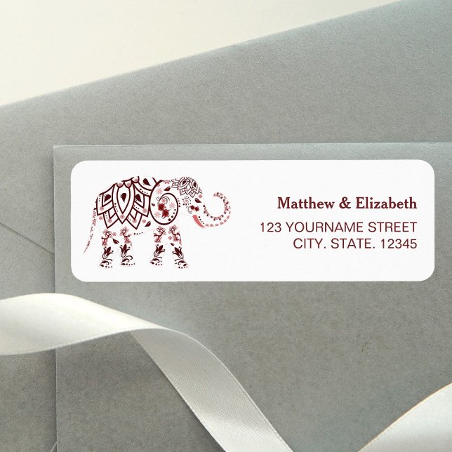 Elegant Burgundy Elephant Indian Wedding Label (Creator Uploaded)