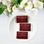 Elegant Burgundy Evening Wedding Personalized Hershey's Miniatures<br><div class="desc">These personalized burgundy wedding Hershey's Miniatures feature elegant white typography for your outdoor forest reception favors. Chic and minimalist script candy favors with the couple's names.</div>